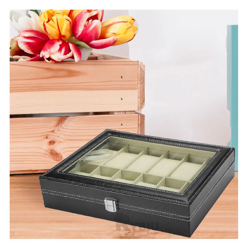 GENERICO - Organizador con Tapa para Relojes Negro Y+Regalo Agendita