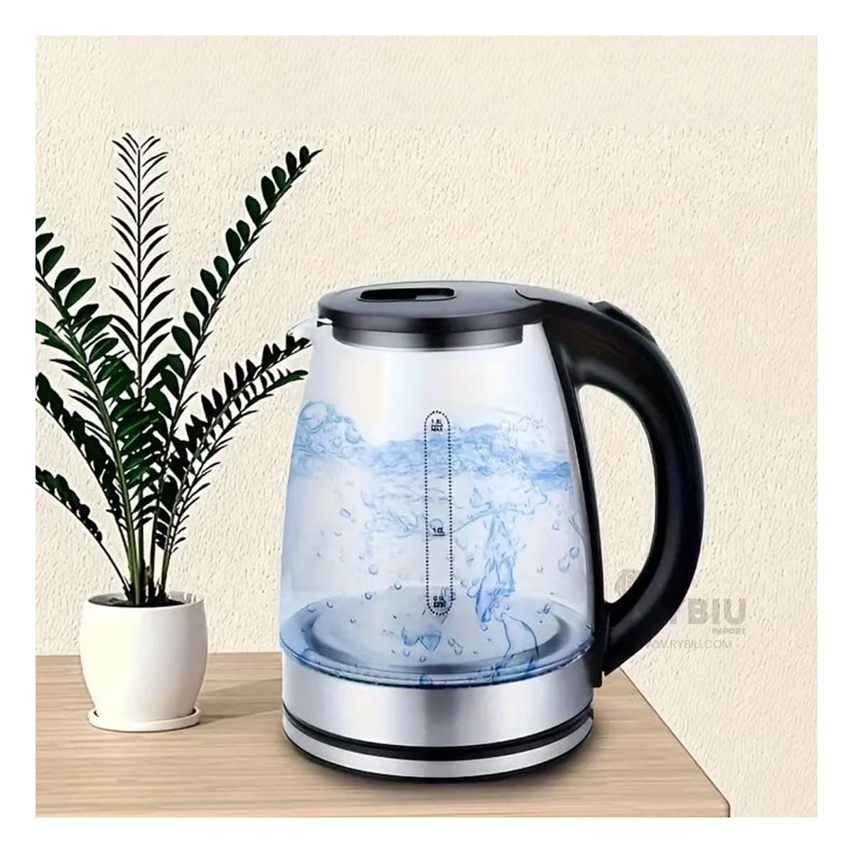 RYBIU IMPORT - Jarra Hervidora de Vidrio 2 litros de Color Transparente.