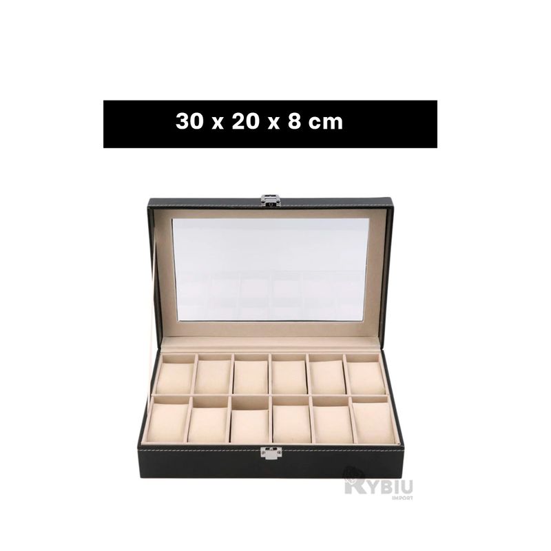 GENERICO - Caja Versatil para Guardar Relojes Negro Y+Ligas de Regalo