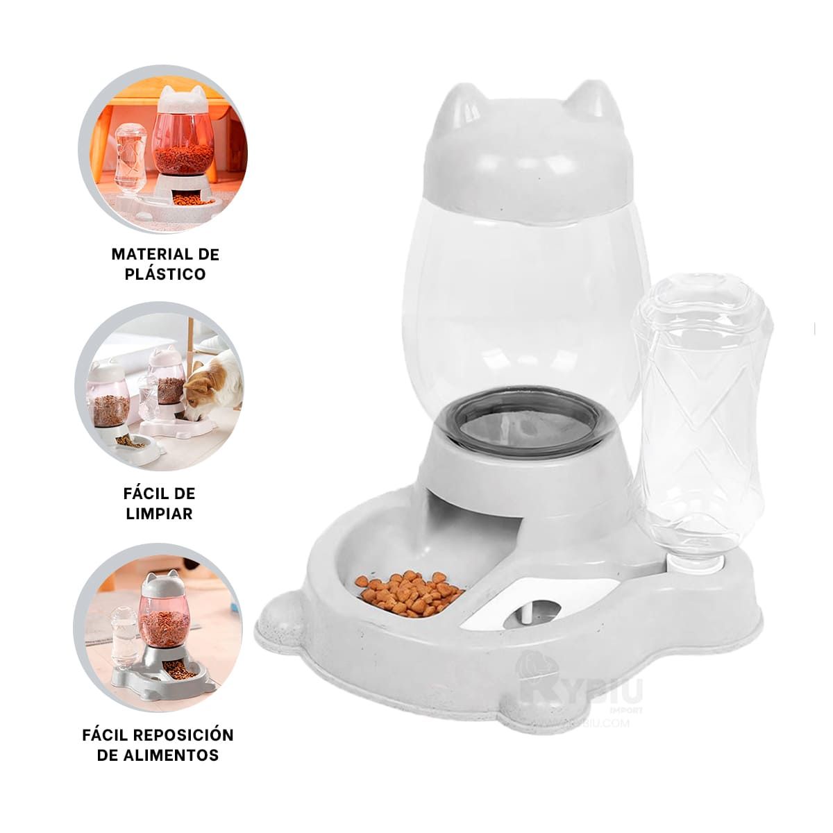 GENERICO - Plato Util 2 en 1 para Gatos de Color Gris Y+MiniAgenda