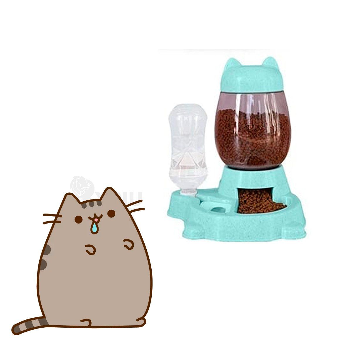 GENERICO - Plato Automatico para Gatos Celeste Y+Envoltorio de Regalo