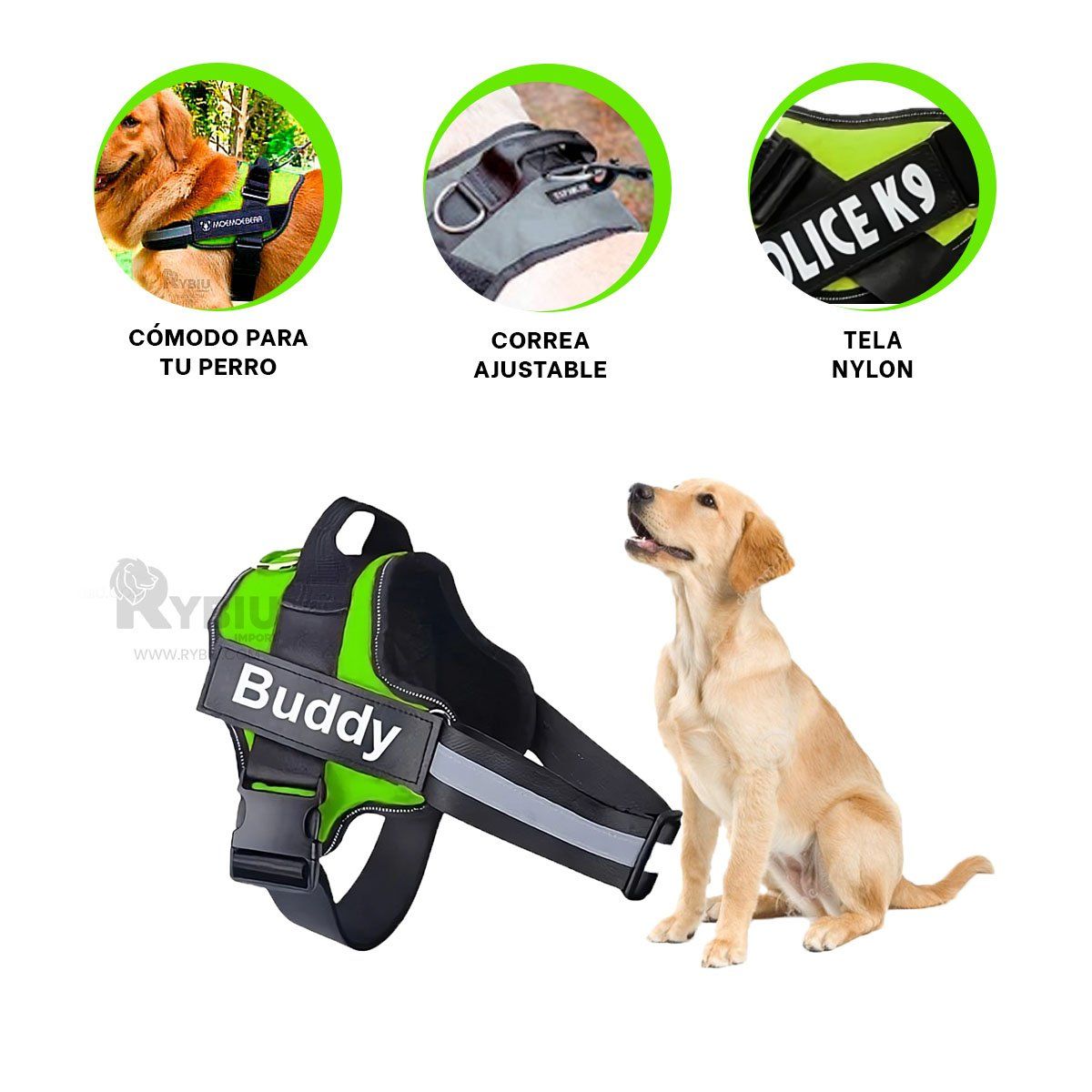 RYBIU IMPORT - Arnes para Perros Activos Talla M de Color Verde