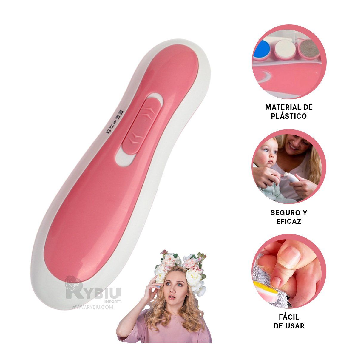 GENERICO - Pulidor con Linterna para Uñas en Rosado Y+Gift MiniAgenda