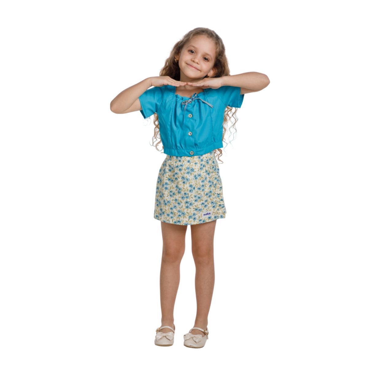 NATA COTON - SHORT ENVOLVENTE ESTAMPADO AZUL