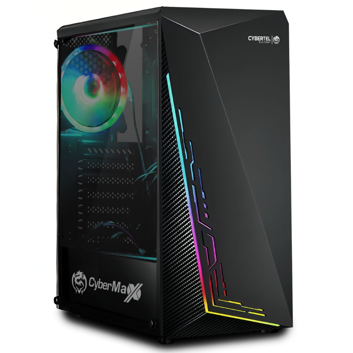 CYBERTEL - Case Cybertel Victory CBX 5014 USB 3.0 Rainbow Vidrio Templado Negro