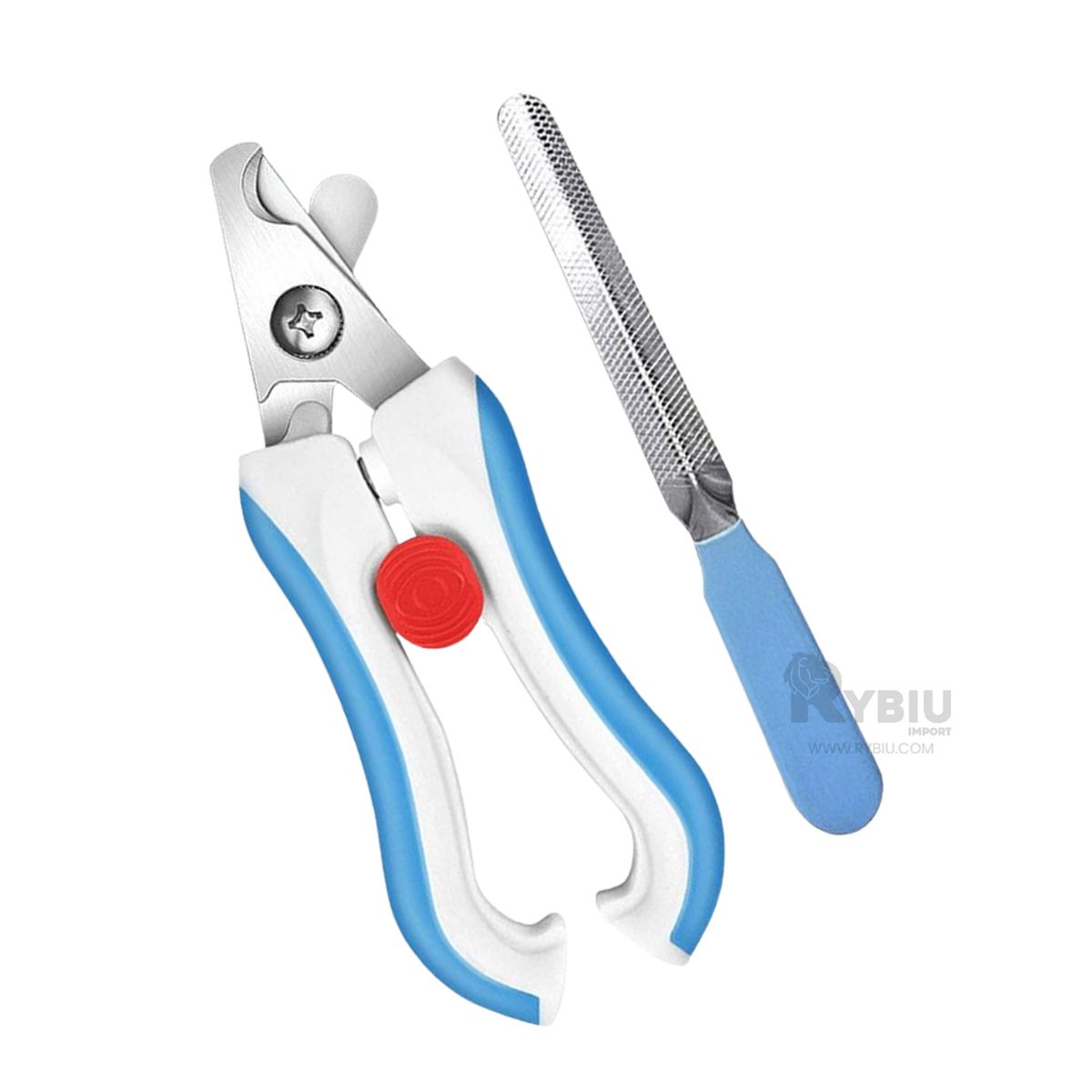 RYBIU IMPORT - Tijeras Pet Seguras en Color Celeste Y+Banderitas adhesivas