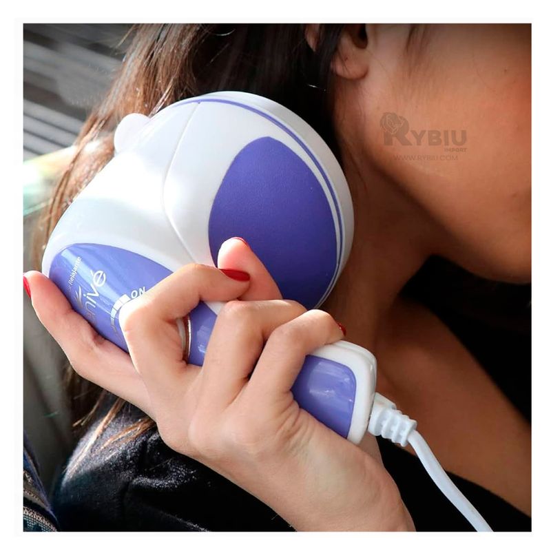 GENERICO - Masajeador Corporal con 4 Cabezales Cambiables en Blanco