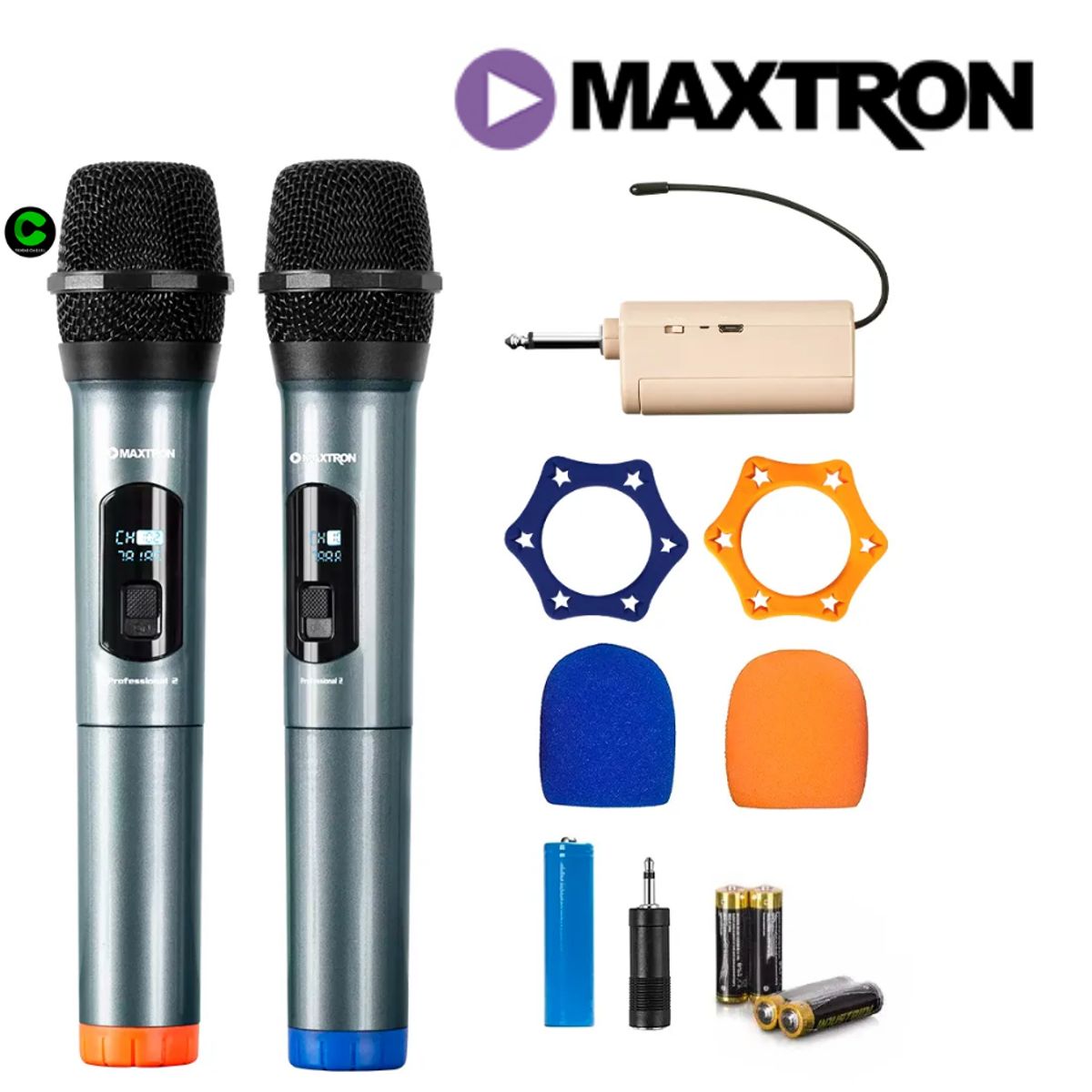 MAXTRON - Micrófono MAXTRON MX7268 PROFESSIONAL 2 Inalámbrico Dual