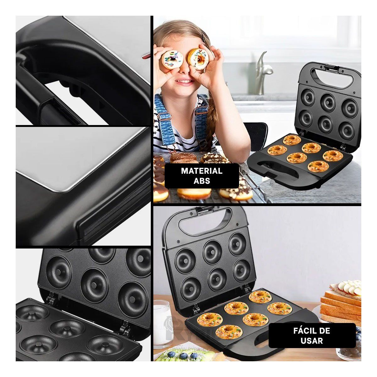 RYBIU IMPORT - Donera de Gran Capacidad de Color Negro Y+Gift Stickers.