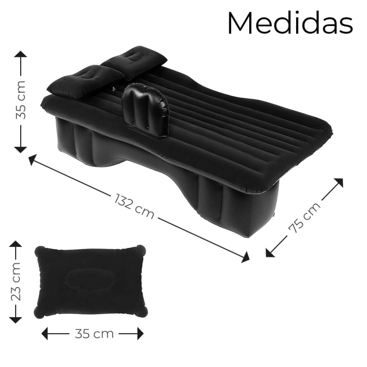 SEISA - Colchón Cama Inflable Automóvil Para Asiento Trasero Con Bomba De Pvc