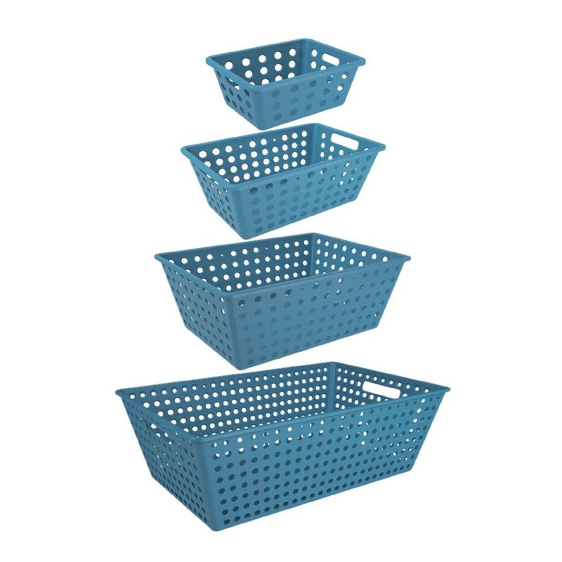 COZA - Juego de 4 Canastas Coza Flora Azul