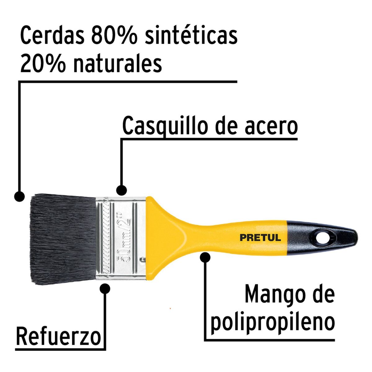 TRUPER - Brocha 2 pulgadas para fino acabado,  Pretul TRUPER