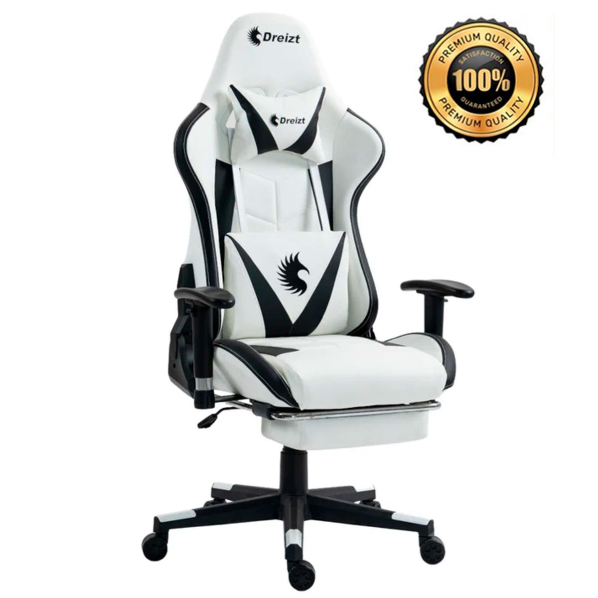 DREIZT - Silla Gamer Dreizt Apolo Series Blanco Pro 180° Alta Calidad Posapies