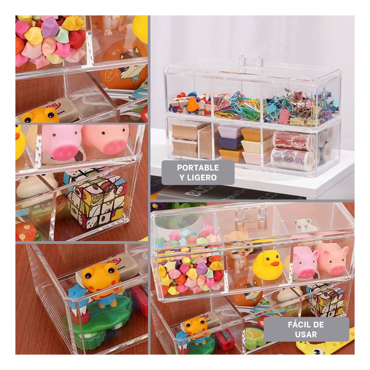 GENERICO - Estuche de Varios Niveles Makeup Y+Ligas de Regalo