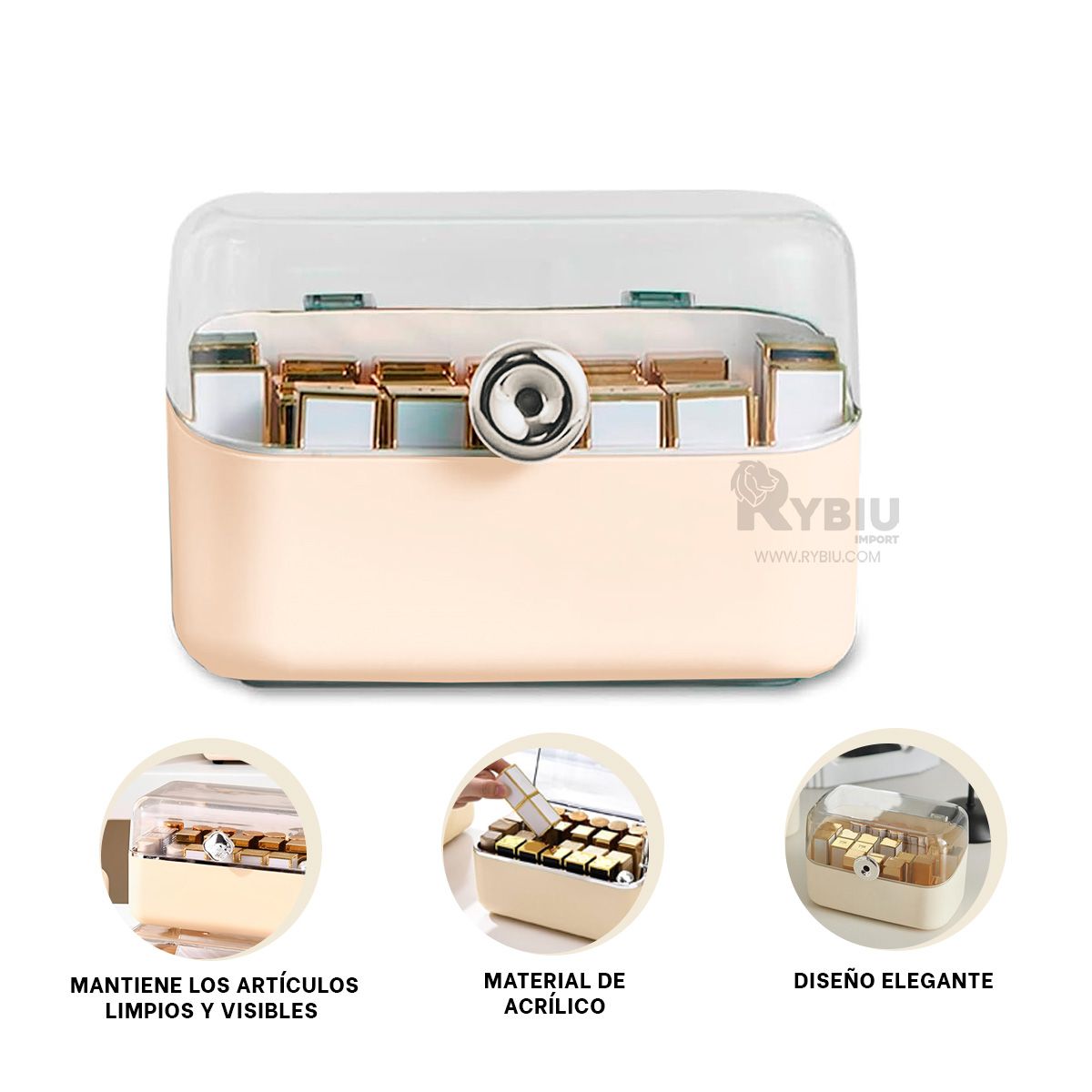 GENERICO - Cofre con Hermoso Diseño en Tono Beige Y+Ligas de Regalo