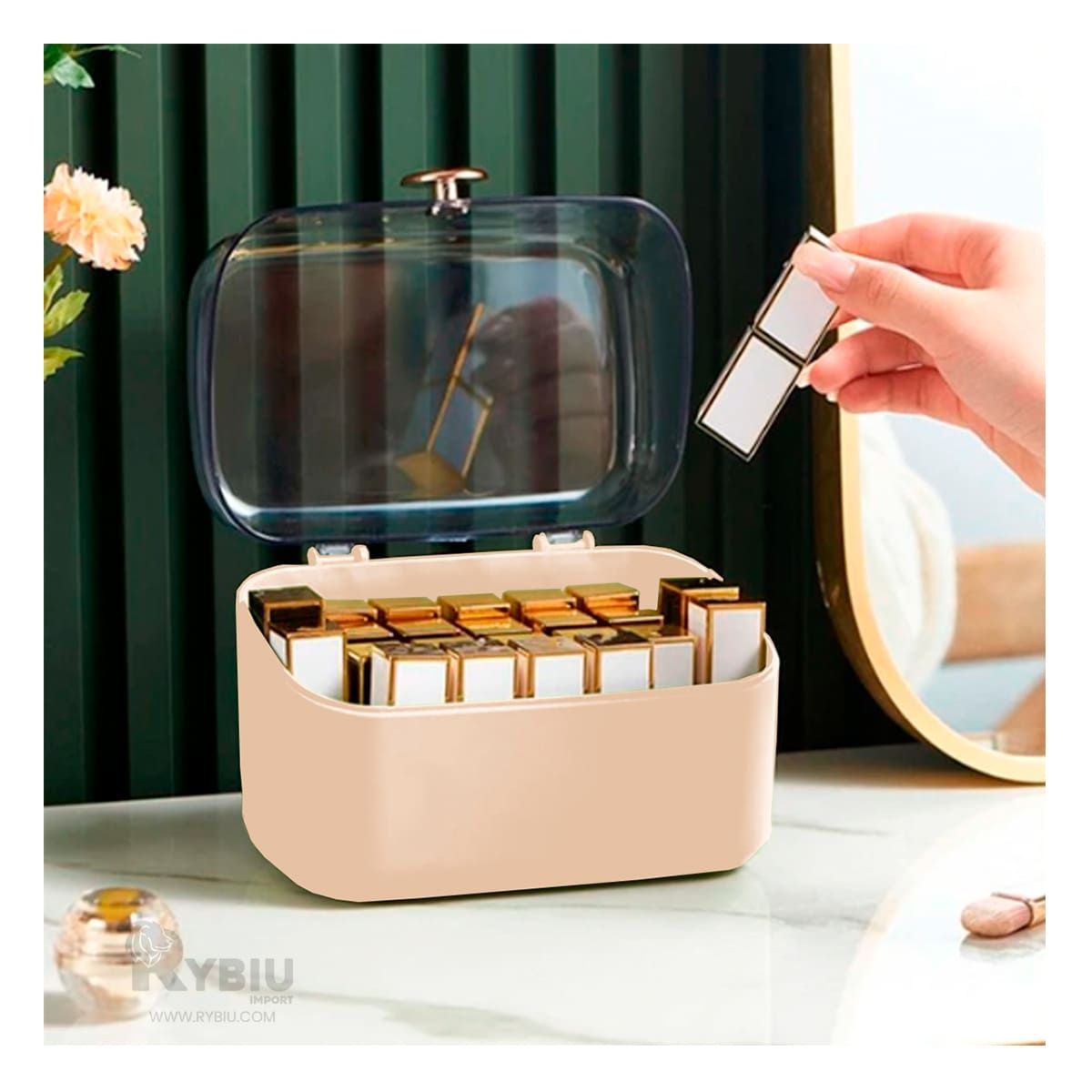 GENERICO - Cofre con Hermoso Diseño en Tono Beige Y+Ligas de Regalo