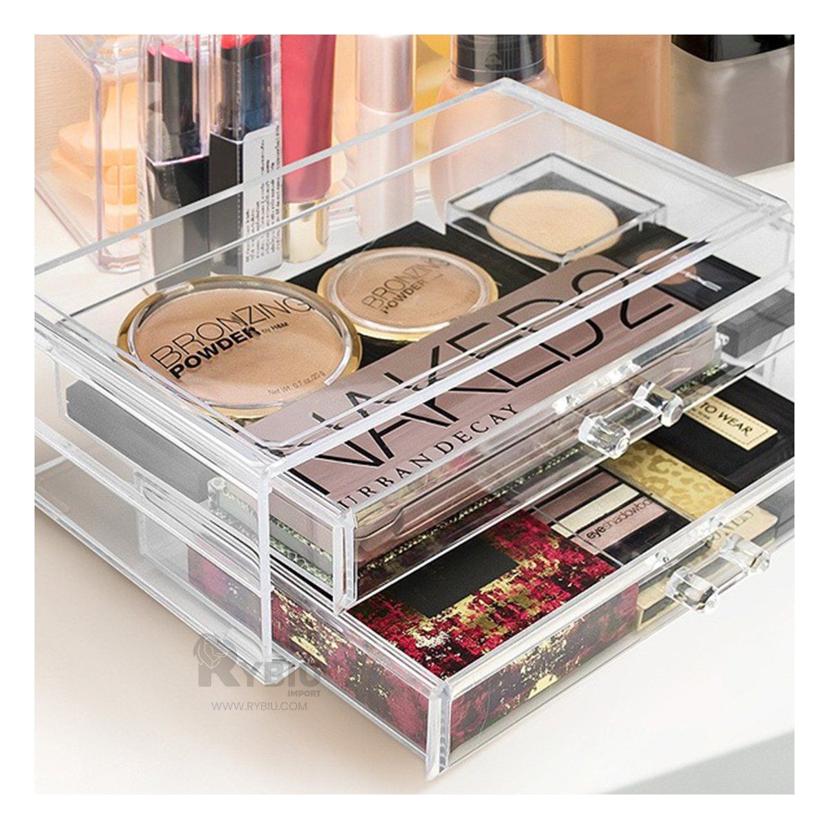 GENERICO - Caja Espaciosa de Maquillaje Transparente Y+Papel de Regalo