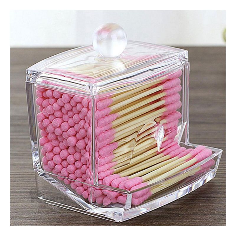 GENERICO - Organizador Dispensador Rectangular de Hisopos Transparente