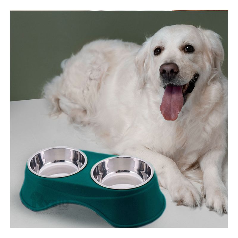 GENERICO - Comedero para Perros y Gatos Verde Oscuro Y+Papel de Regalo