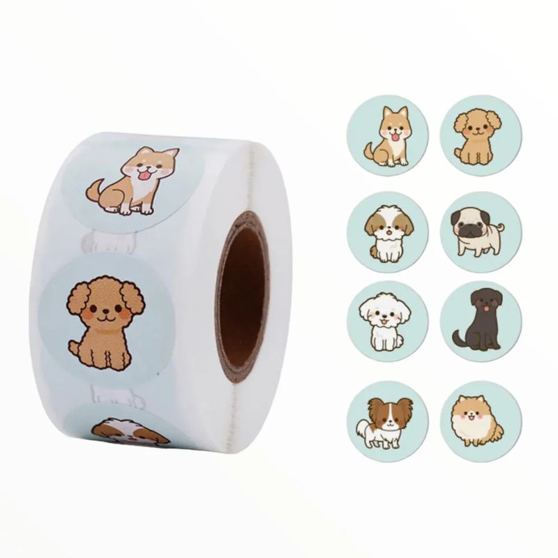 GENERICO - 100 stickers en rollo perritos