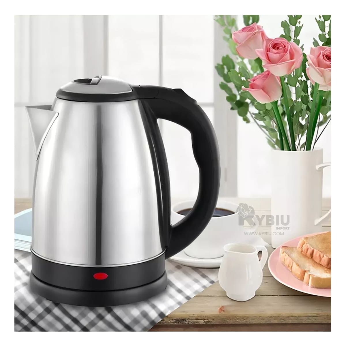 RYBIU IMPORT - Calentador Estilizado de Agua en Plateado Y+Gift MiniAgenda.