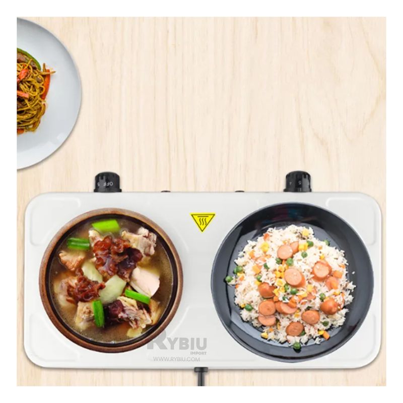 RYBIU IMPORT - Cocina de 2 Hornillas en Color Blanco Y+Papel de Regalo