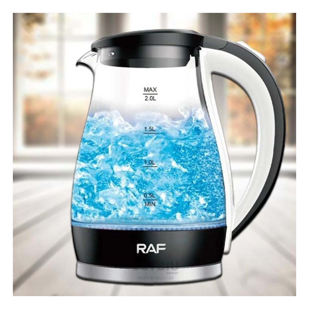 RYBIU IMPORT - Hervidor Compacto de 2L en Color Negro Y+Papel de Regalo