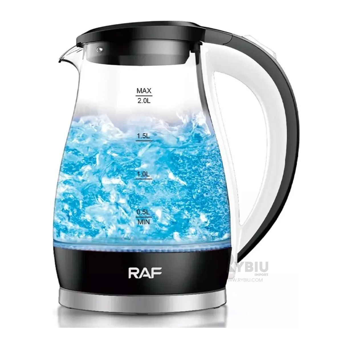 RYBIU IMPORT - Hervidor Moderno de Vidrio en 2L en Color Negro