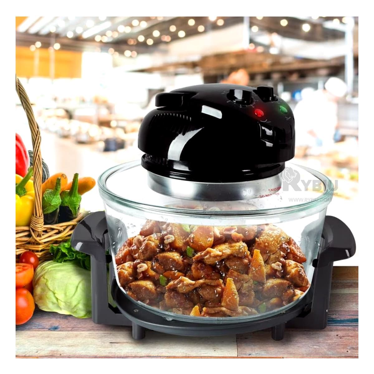 RYBIU IMPORT - Freidora para Pollo en Color Negro Y+Papel de Regalo