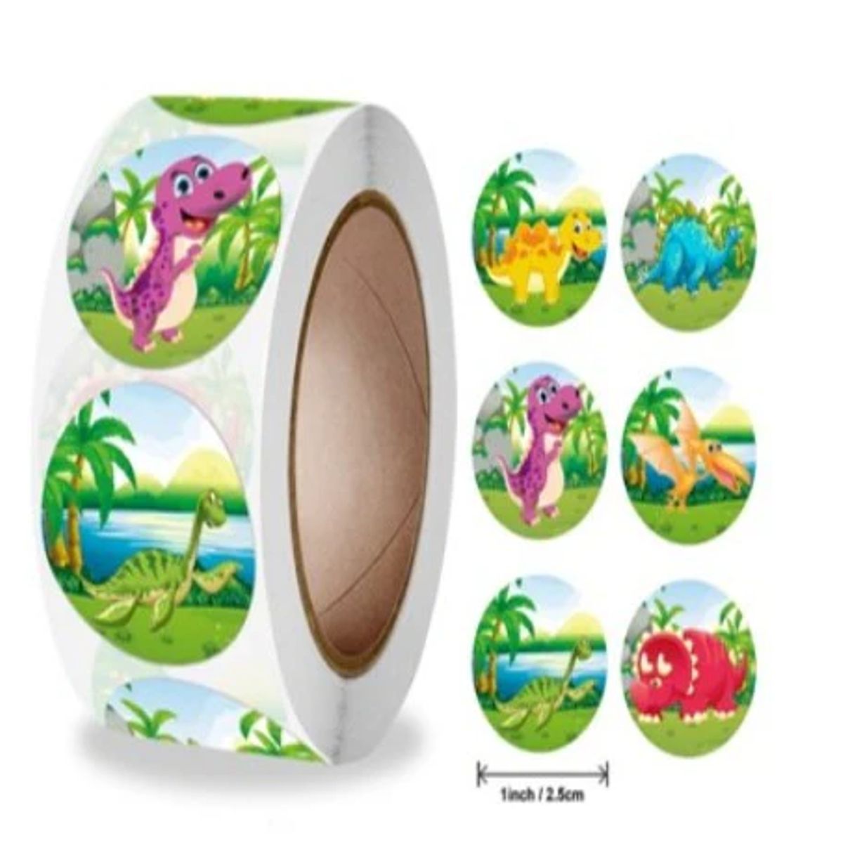 GENERICO - 100 stickers en rollo Dinosaurios 2