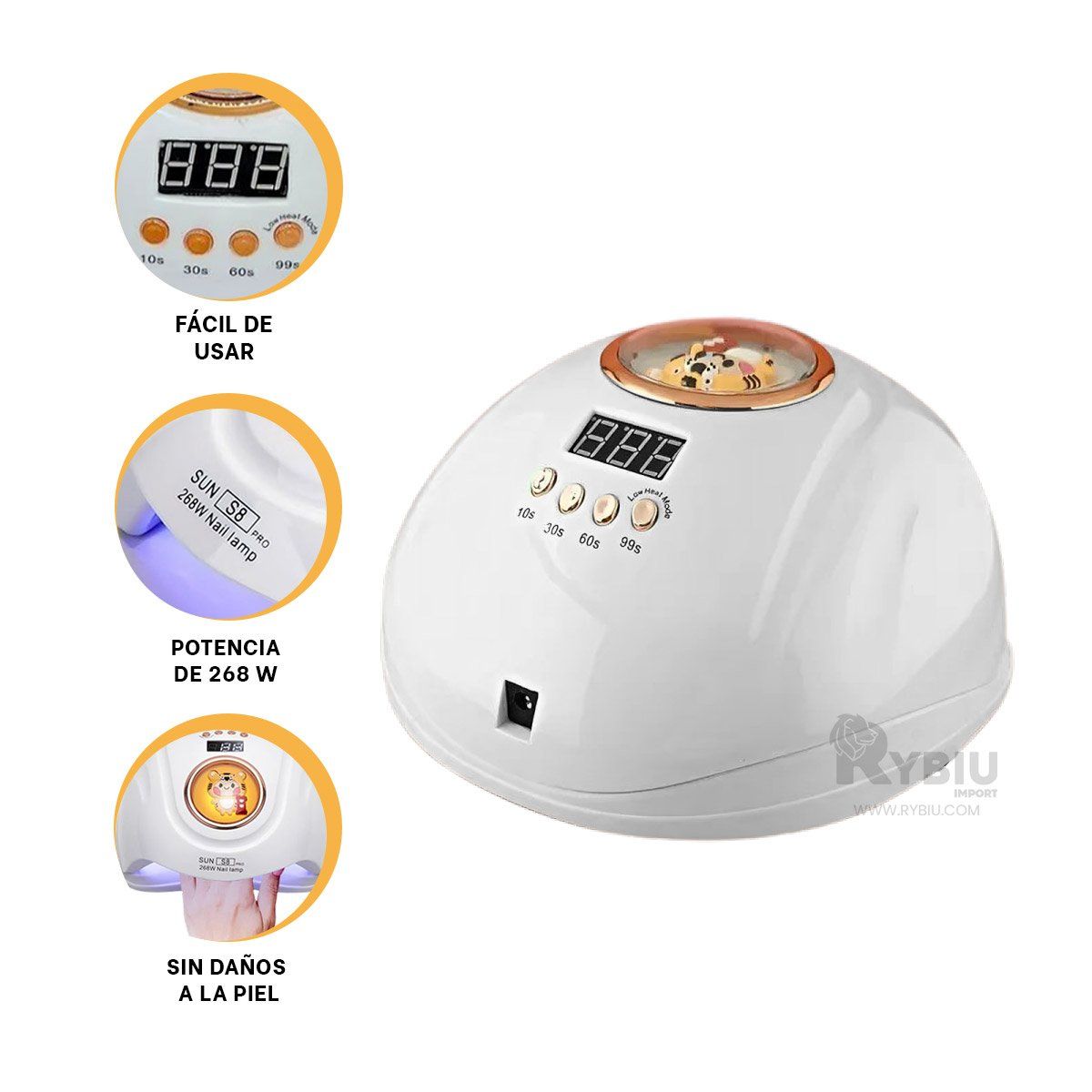 GENERICO - Linterna de Manicure Moderna Tigre en Blanco Y+Gift Stickers