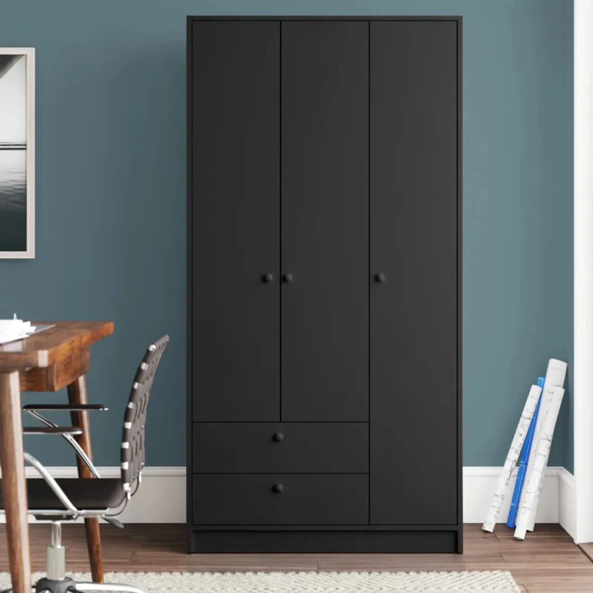 GENERICO - Ropero Moderno Aishia Negro R&R MUEBLES