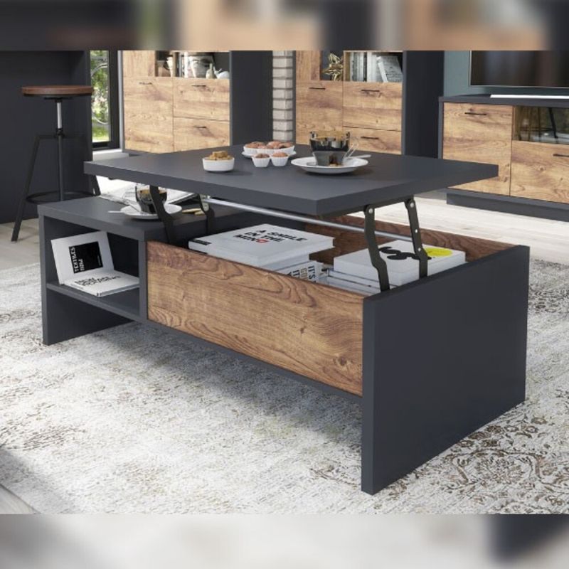 TU MESITA - Mesa de Centro Elevable Tibet color NegroMarrón TU MESITA