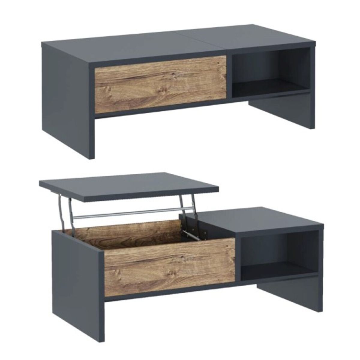 TU MESITA - Mesa de Centro Elevable Tibet color NegroMarrón TU MESITA