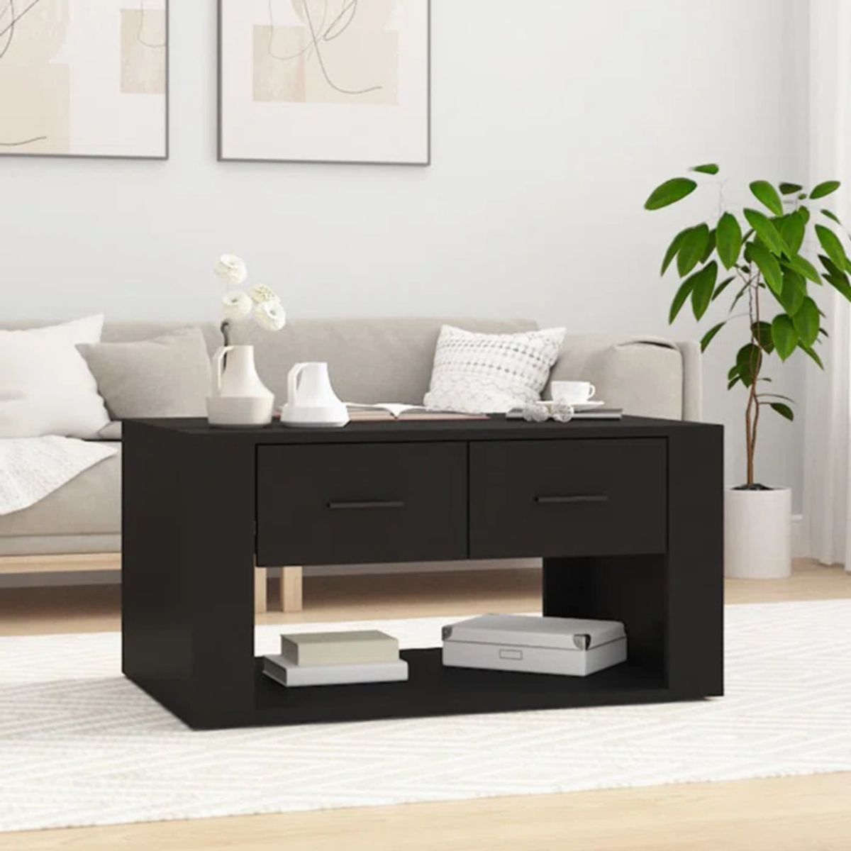 TU MESITA - Mesa de Centro Aroa color Negro 2 cajones TU MESITA