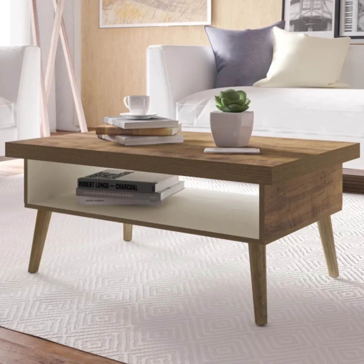 TU MESITA - Mesa de Centro Lukas color MarrónBlanco TU MESITA