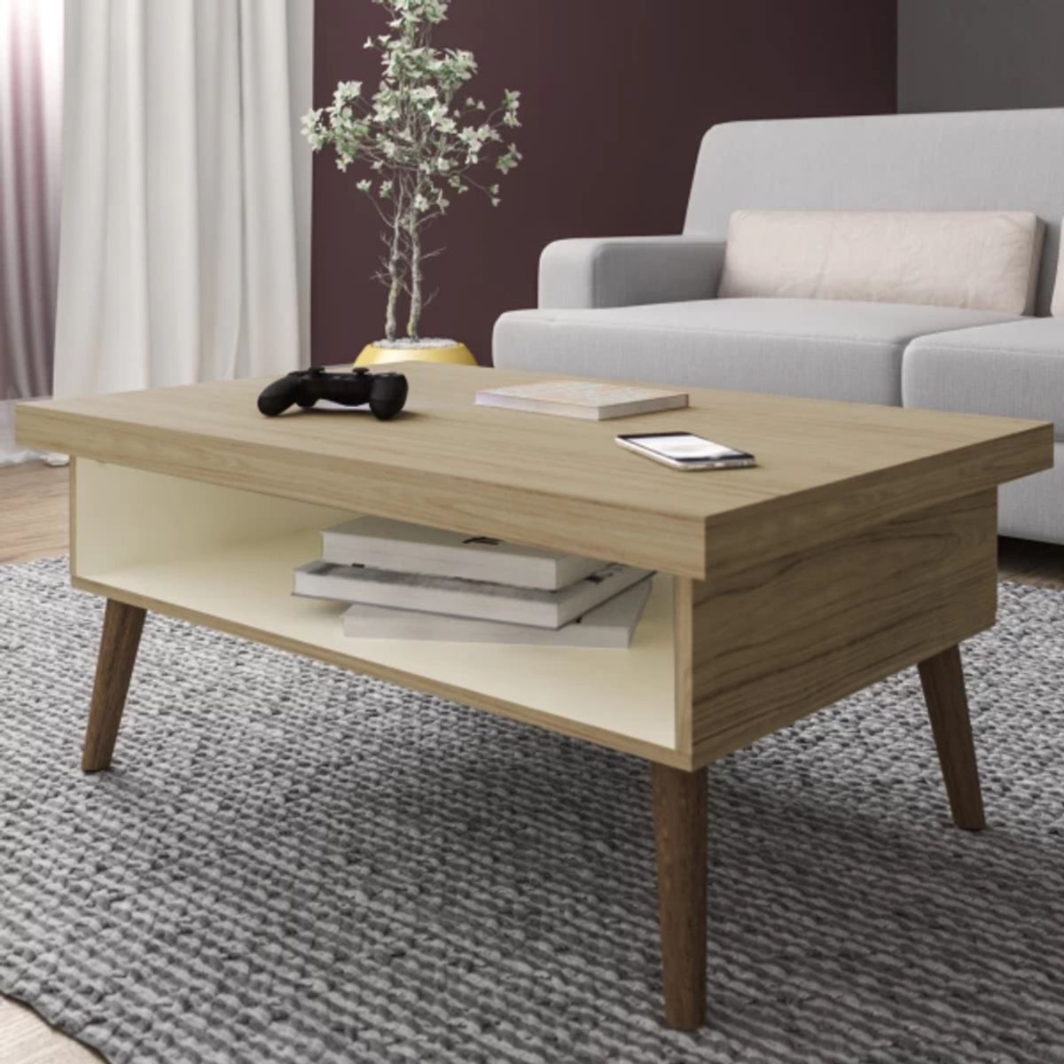 TU MESITA - Mesa de Centro Lukas color NaturalBlanco TU MESITA