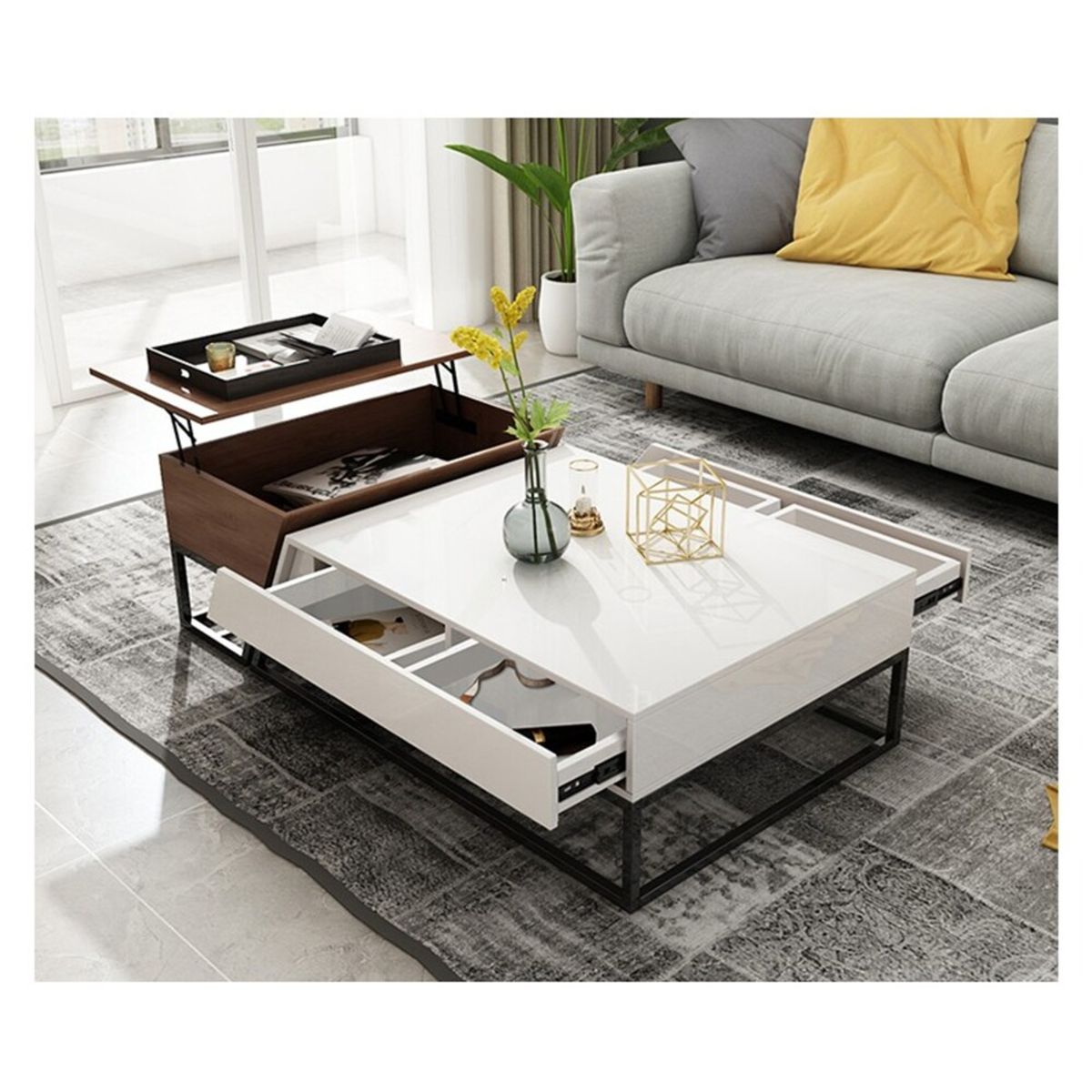 TU MESITA - Mesa de Centro Moderna Natam 2 cajones TU MESITA color BlancoMarrón