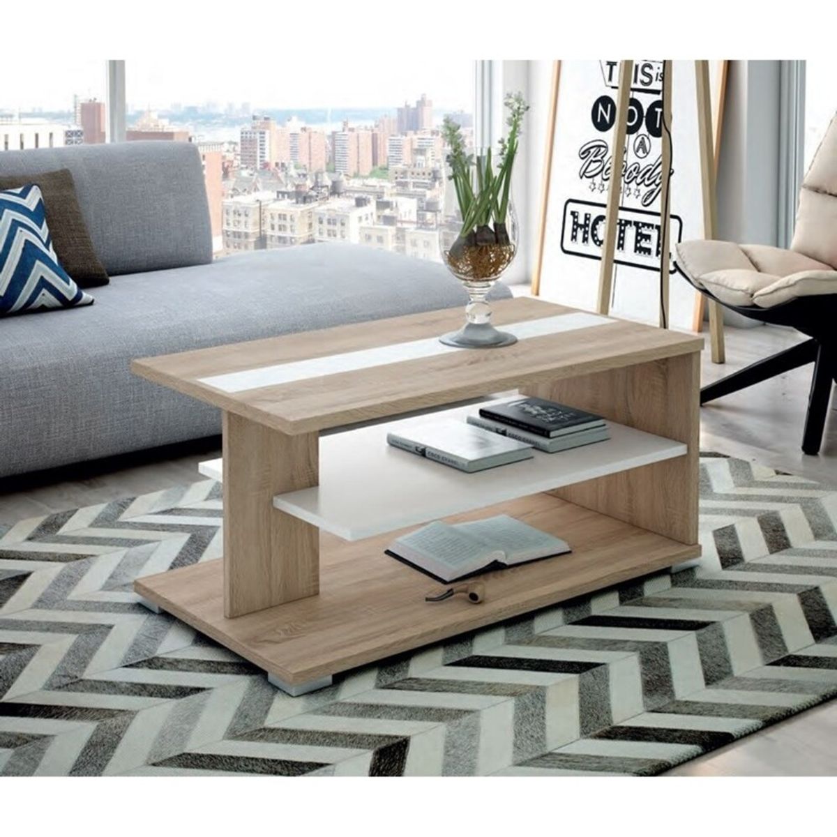 TU MESITA - Mesa de Centro Moderna Naty color MacadamiaBlanco TU MESITA