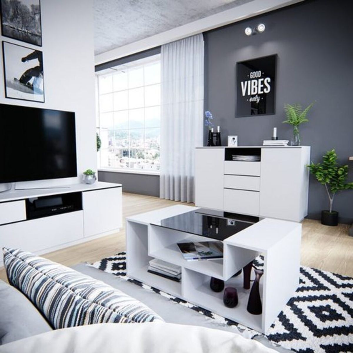 TU MESITA - Mesa de Centro Moderna Deva Blanco TU MESITA