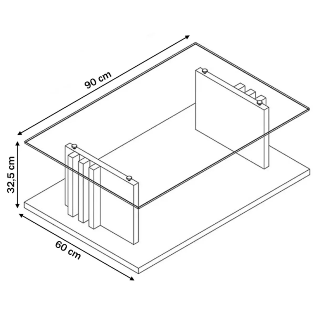 TU MESITA - Mesa de centro Moderna Frizz con vidrio color MarrónBlanco TU MESITA