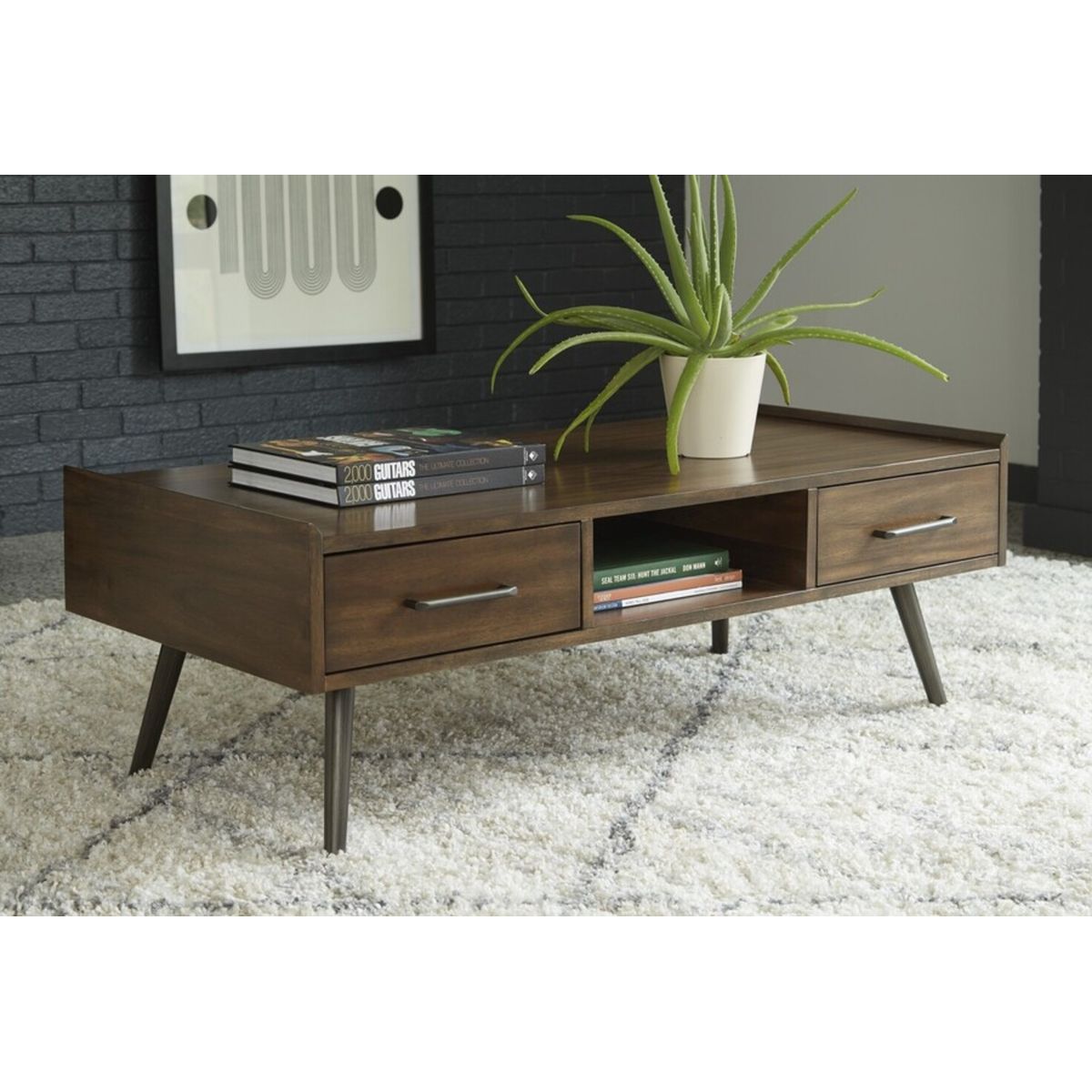 TU MESITA - Mesa de Centro Rústica Majer 4 cajones color Marrón TU MESITA