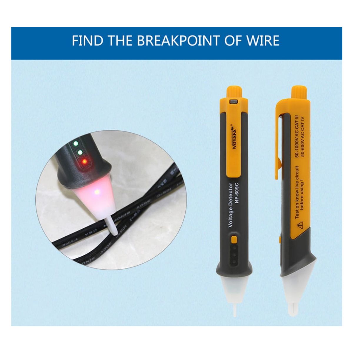 NOYAFA - Detector de Voltaje AC Alta Sensibilidad sin contacto NOYAFA