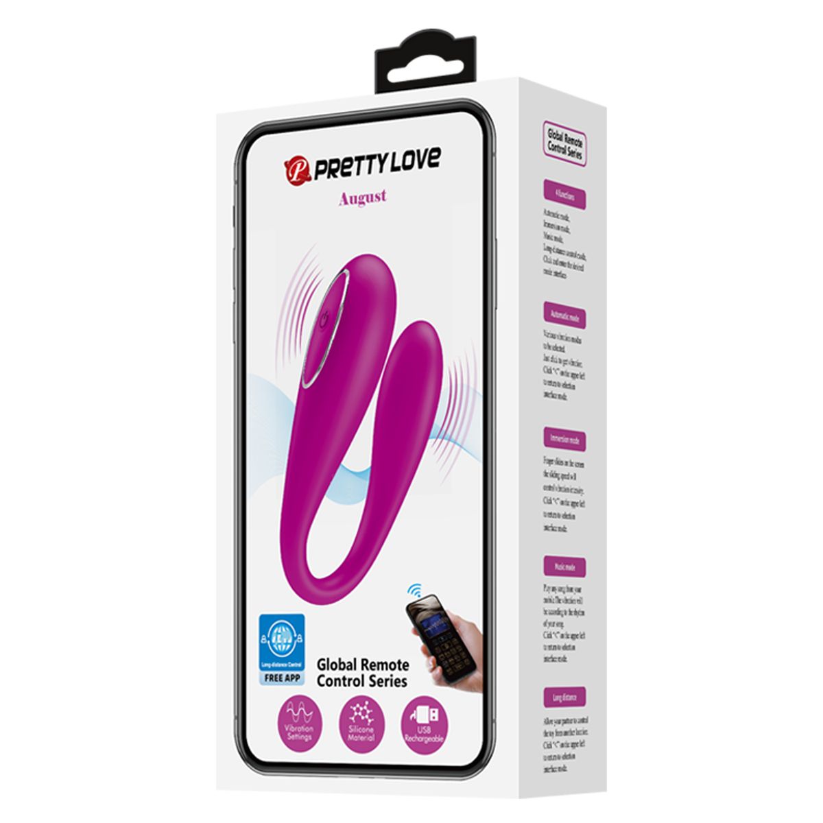 PRETTY LOVE - Vibrador a Distancia August Doble Estimulación Silicona Médica y App