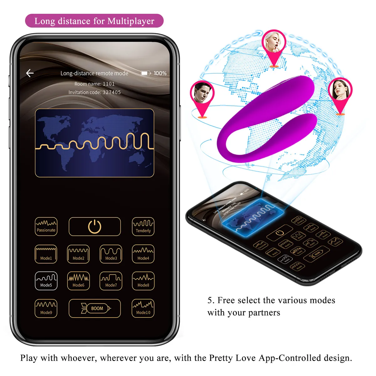 PRETTY LOVE - Vibrador a Distancia August Doble Estimulación Silicona Médica y App