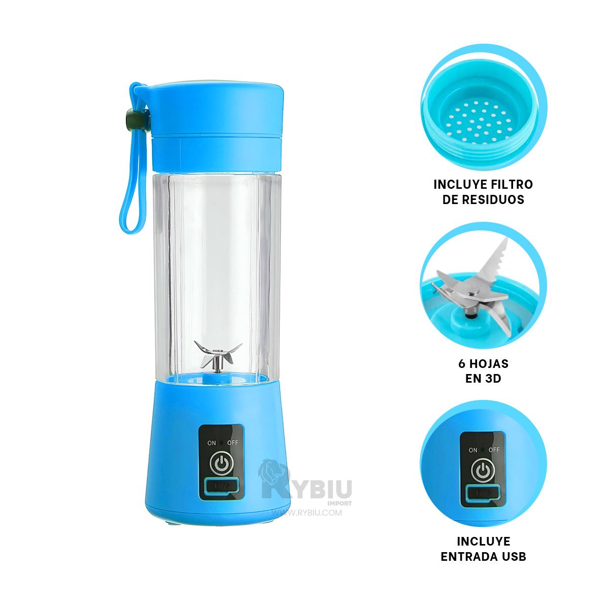 RYBIU IMPORT - Batidora Convencional de Color Celeste Y+Gift Stickers