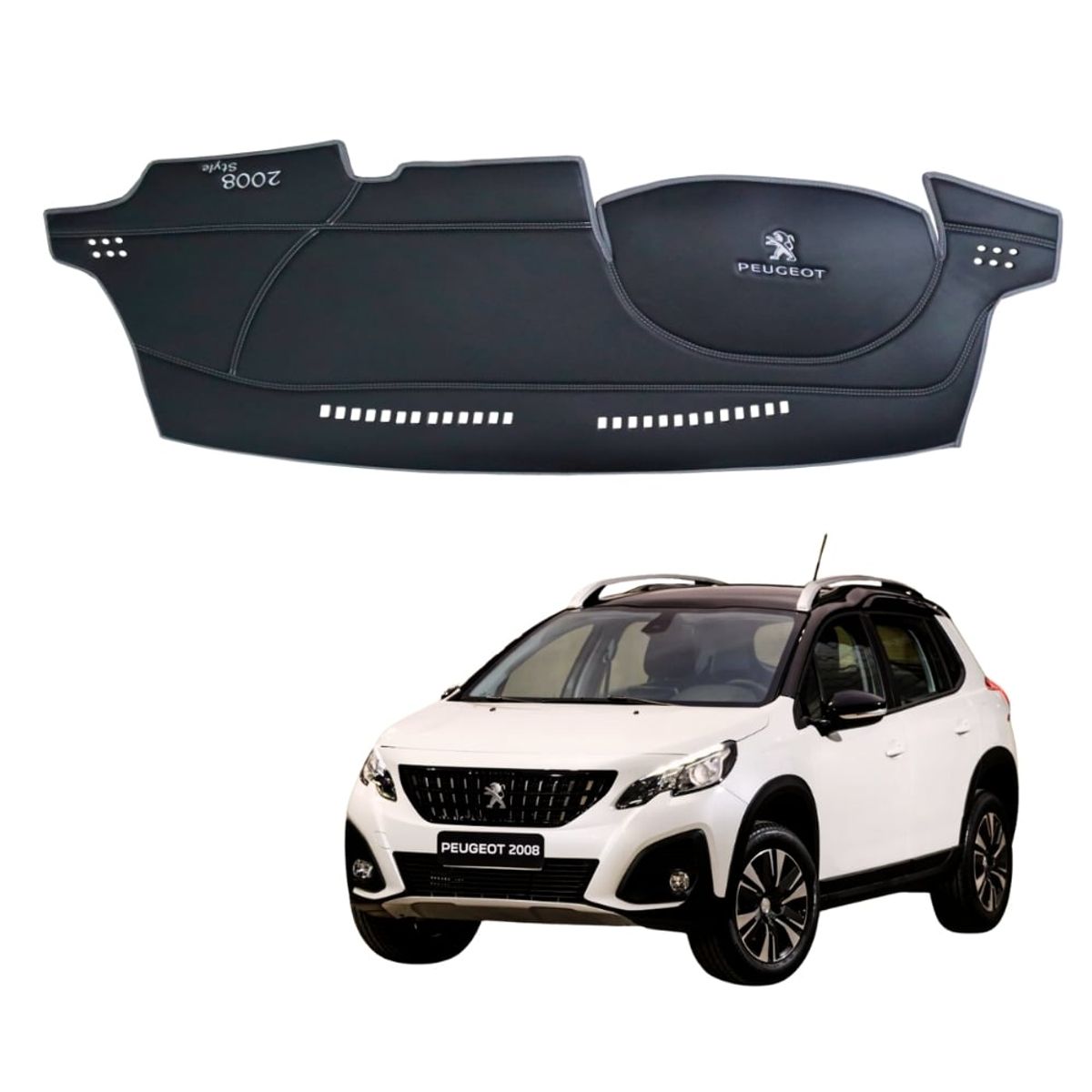 TECGO - PROTECTOR TABLERO TIPO PEUGEOT STYLE 2008 2018 TACTO CUERO