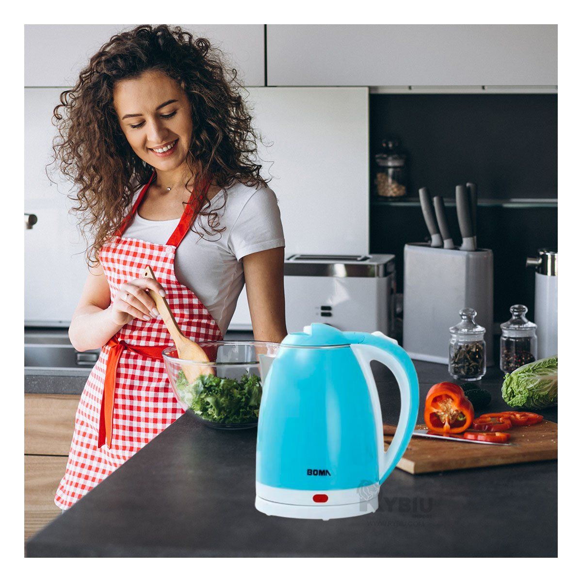 GENERICO - Tetera de Conexion de 2L en Color Celeste Y+Gift MiniAgenda