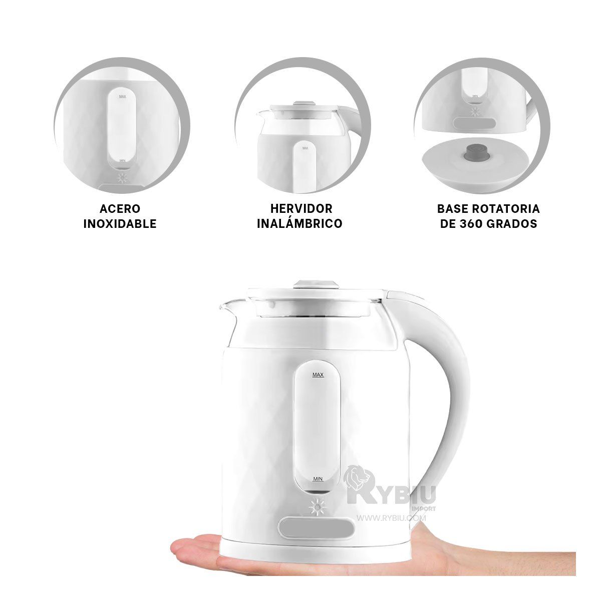 GENERICO - Hervidor Compacto de 2L en Color Blanco Y+Papel de Regalo