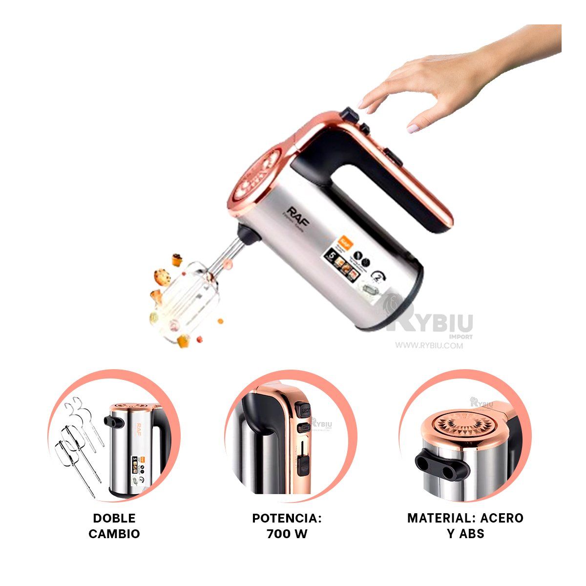 GENERICO - Mezcladora de Huevos en Plateado Y+Post-it Adhesivos